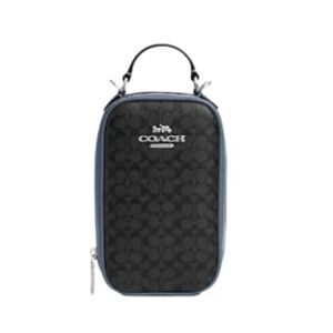 Coach Eva Phone Crossbody In Colorblock Micro Signature Canvas in Graphite NWT